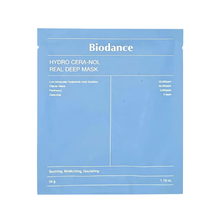 BIODANCE Hydro Cera-Nol Real Deep Mask - lakštinė veido kaukė su keramidais