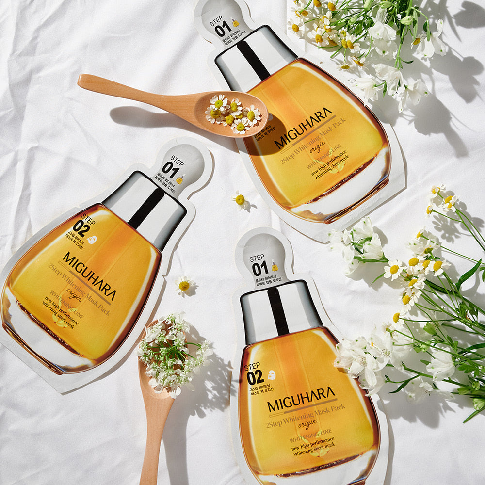 Miguhara 2-Step Whitening Mask Pack Origin - skaistinanti veido kaukė